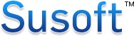 Susoft logo in blue gradient text